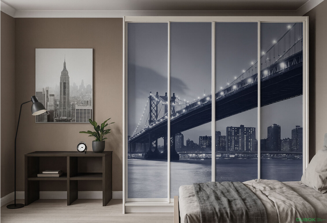 Fotografie 2 - Skříň Rim-Veneziano 4D 2,4 m bílá s fasádami fototisk F786L/SL/SR/R 