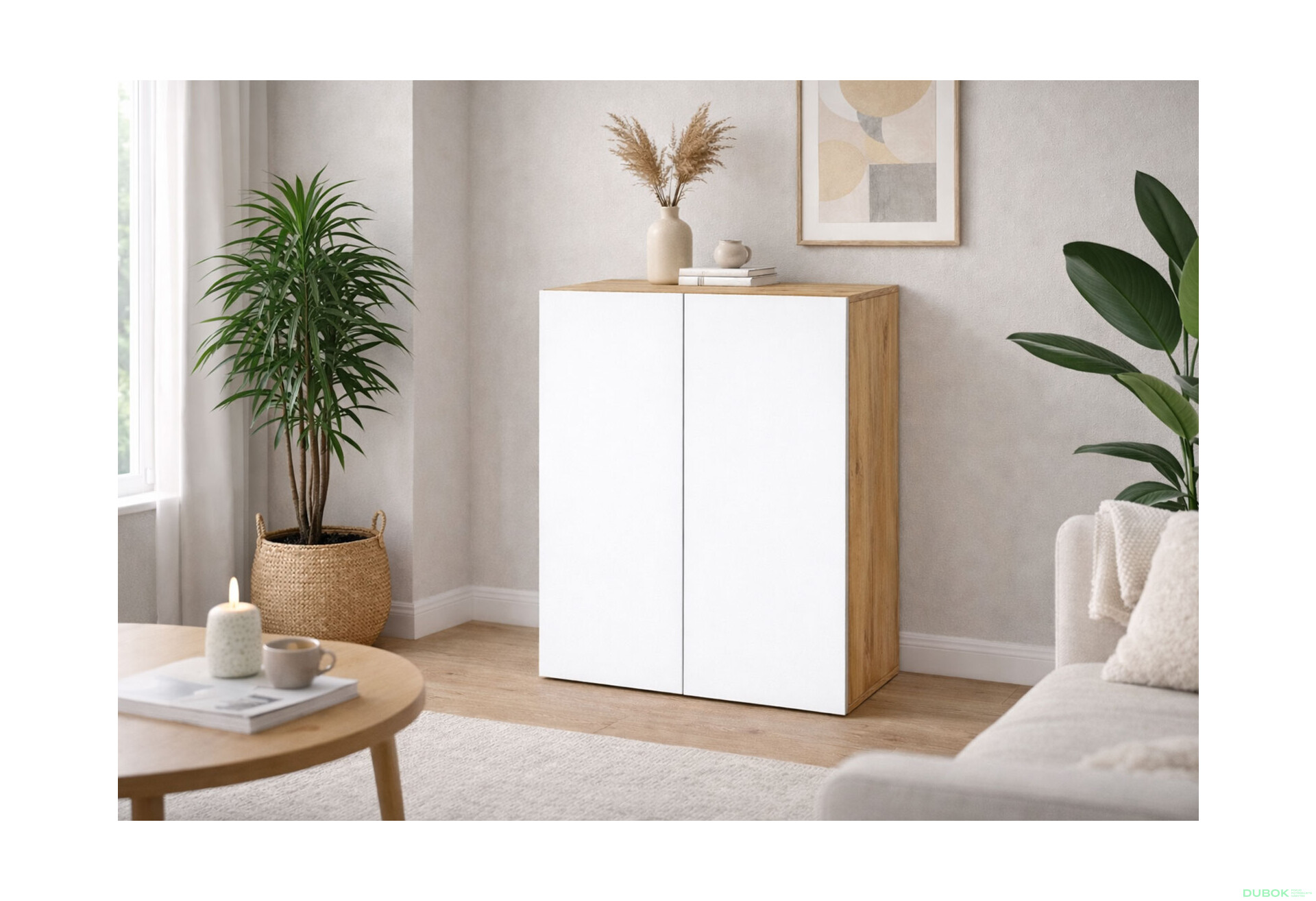 Fotografie 2 - Komoda 2D 80 cm dub apalačský / nymphaea alba Space