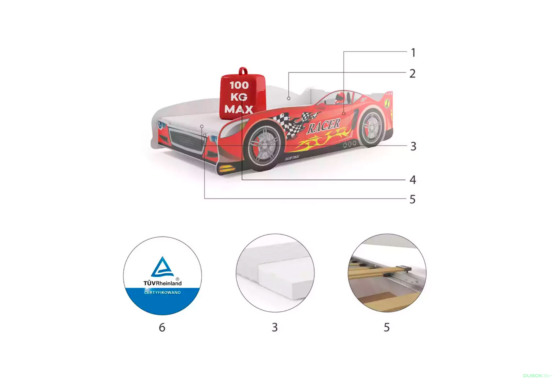Fotografie 4 - Postel pro děti Cars 80x160 s roštem Sportovní auto