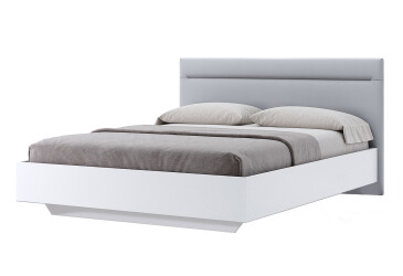 Postel 1,8x2,0 s čalouněným měkkým čelem, bílý lesk Family