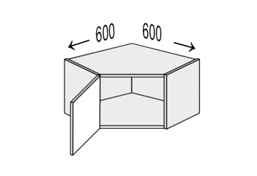 Vrchní roh 45°/360 (600x600) 1dveře Pro Blum Mary