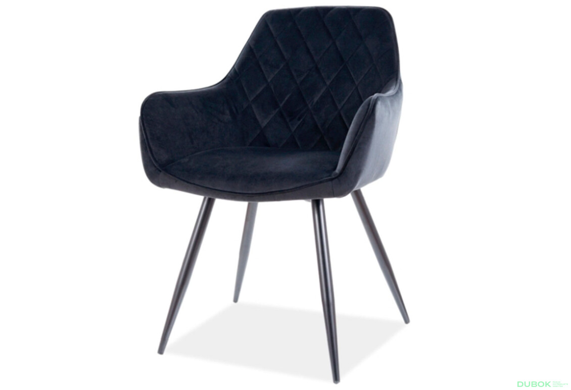 Židle Linea Velvet černý Bluvel 19, kov černá matná