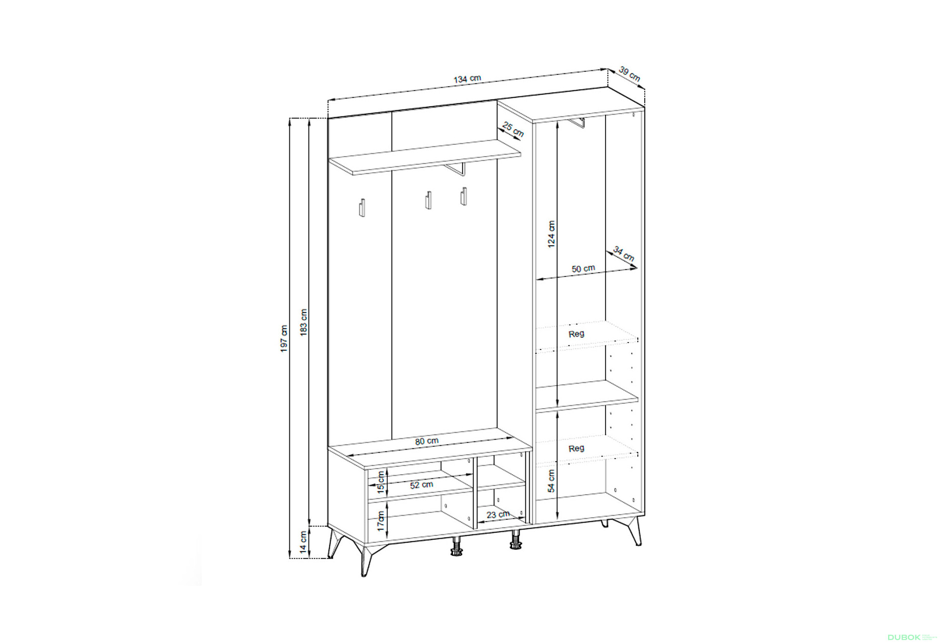 Předsíňová sestava evoke dub / černá U12007 + Polštář Diamond - Fotografie 3 Fotografie 3 - Předsíňová sestava evoke dub / černá U12007 + Polštář Diamond