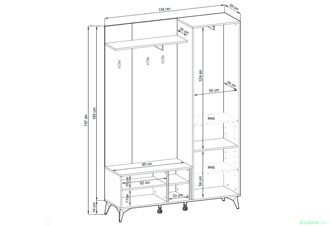 Předsíňová sestava evoke dub / černá U12007 + Polštář Diamond - Fotografie 3 Fotografie 3 - Předsíňová sestava evoke dub / černá U12007 + Polštář Diamond