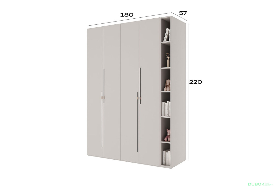 Fotografie 5 - Skříň 4D s policemi 180 cm kašmír Space