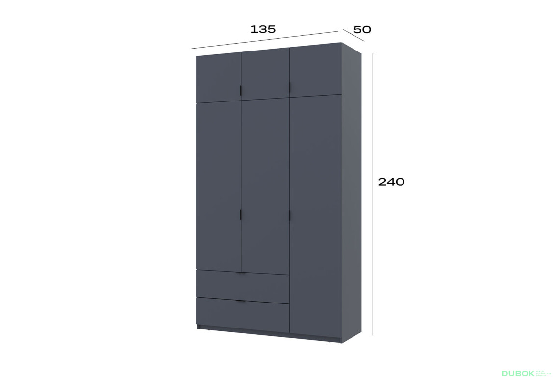 Skříň čtyřdveřová Lukas 135 cm grafit