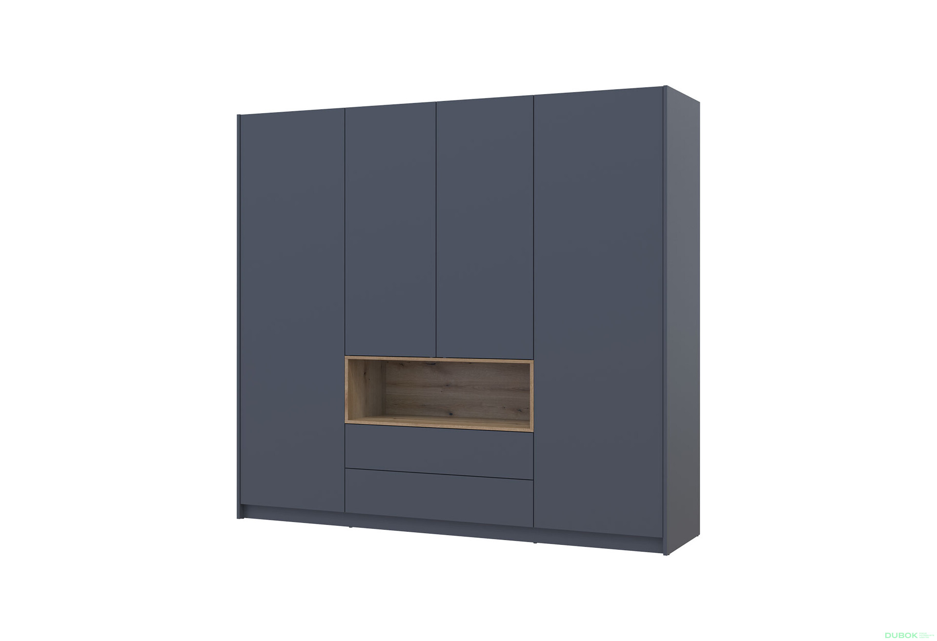 Skříň čtyřdveřová Dale 206x52x220 cm grafit / dub evoke - Fotografie 1 Fotografie 1 - Skříň čtyřdveřová Dale 206x52x220 cm grafit / dub evoke
