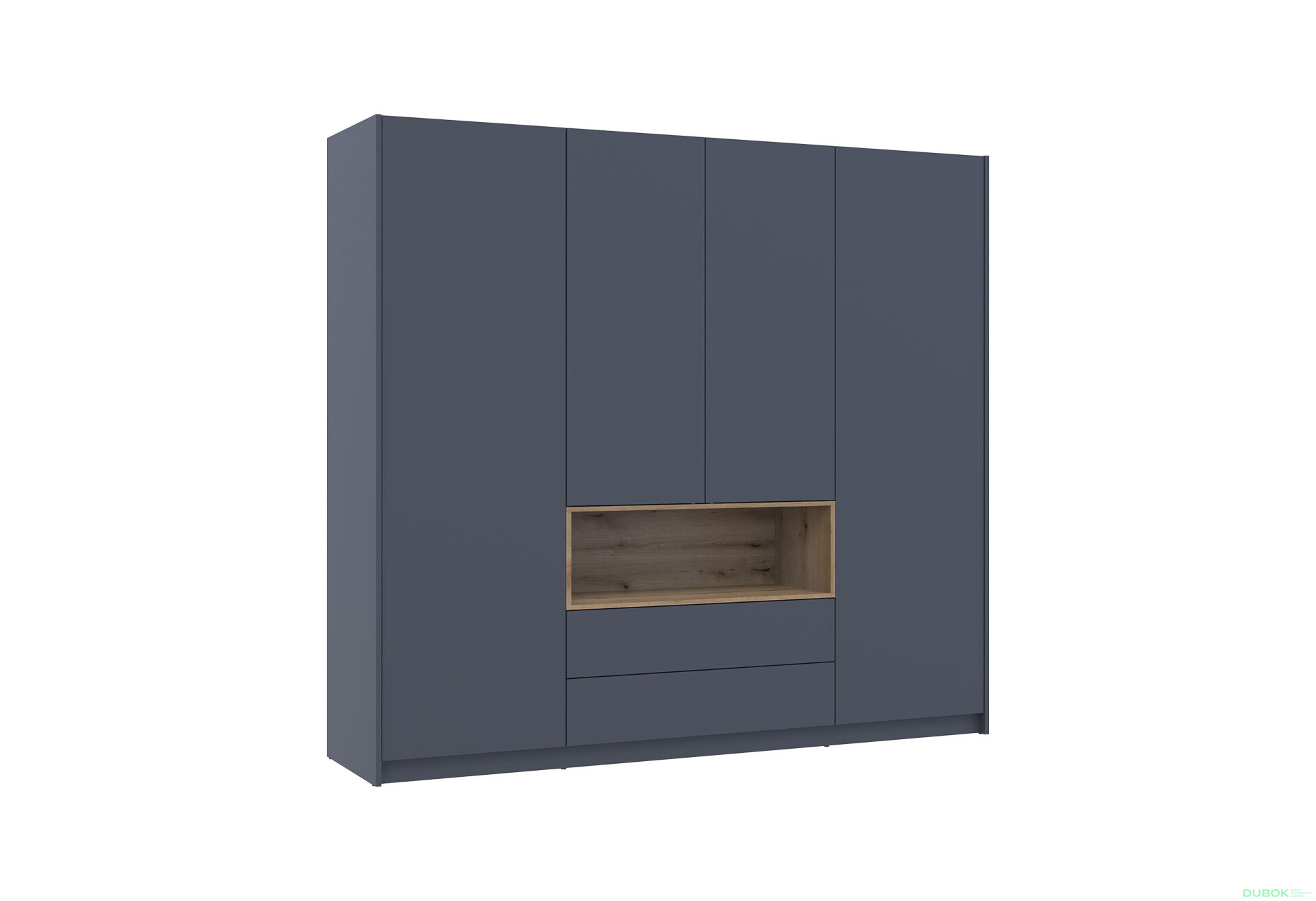 Skříň čtyřdveřová Dale 206x52x220 cm grafit / dub evoke - Fotografie 4 Fotografie 4 - Skříň čtyřdveřová Dale 206x52x220 cm grafit / dub evoke
