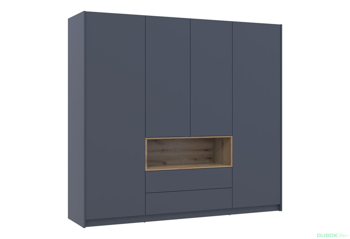 Skříň čtyřdveřová Dale 206x52x220 cm grafit / dub evoke - Fotografie 4 Fotografie 4 - Skříň čtyřdveřová Dale 206x52x220 cm grafit / dub evoke