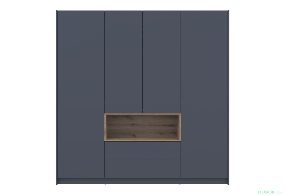 Skříň čtyřdveřová Dale 206x52x220 cm grafit / dub evoke - Fotografie 3 Fotografie 3 - Skříň čtyřdveřová Dale 206x52x220 cm grafit / dub evoke