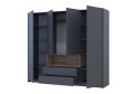 Skříň čtyřdveřová Dale 206x52x220 cm grafit / dub evoke - Fotografie 2 Fotografie 2 - Skříň čtyřdveřová Dale 206x52x220 cm grafit / dub evoke