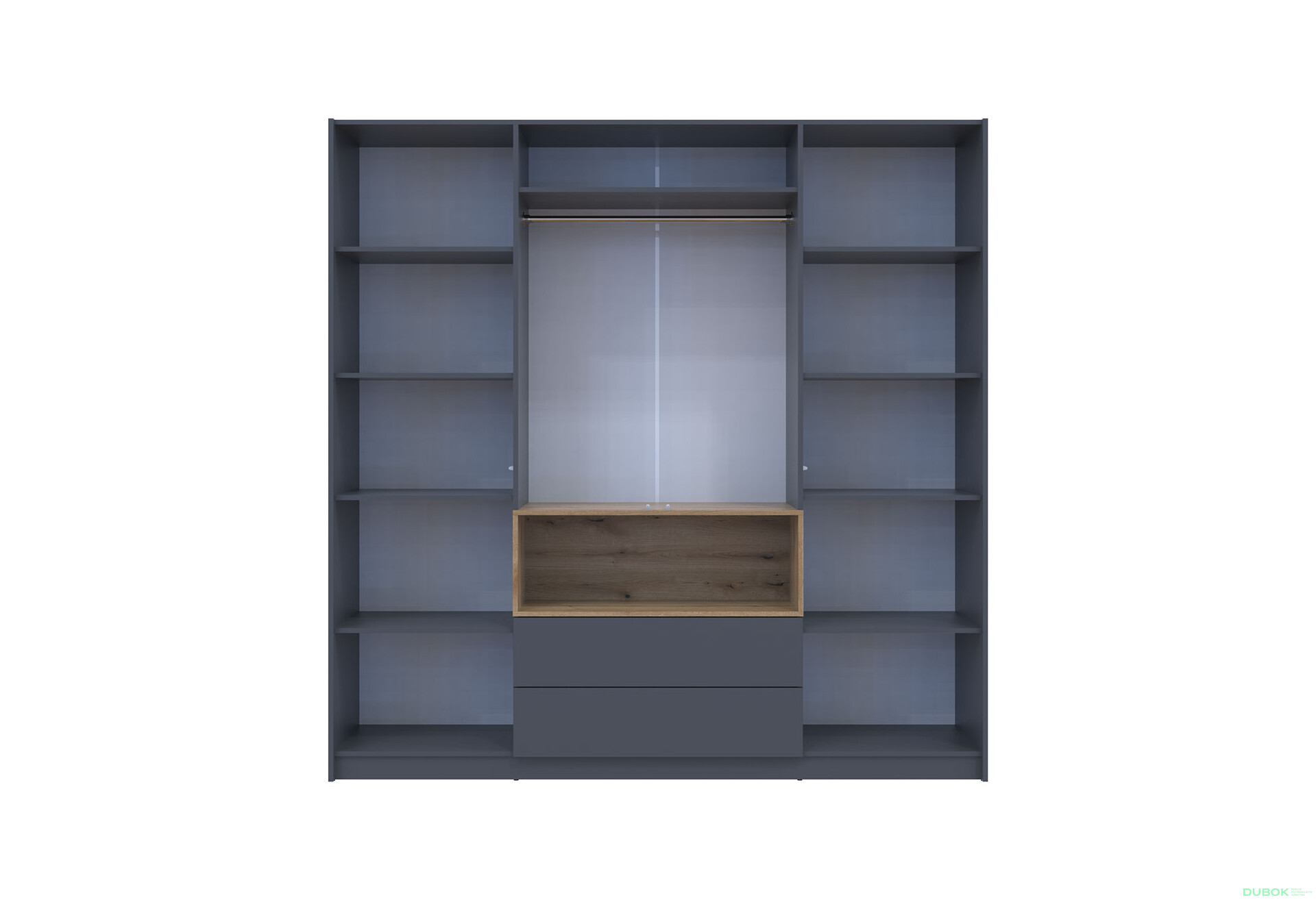 Skříň čtyřdveřová Dale 206x52x220 cm grafit / dub evoke - Fotografie 5 Fotografie 5 - Skříň čtyřdveřová Dale 206x52x220 cm grafit / dub evoke