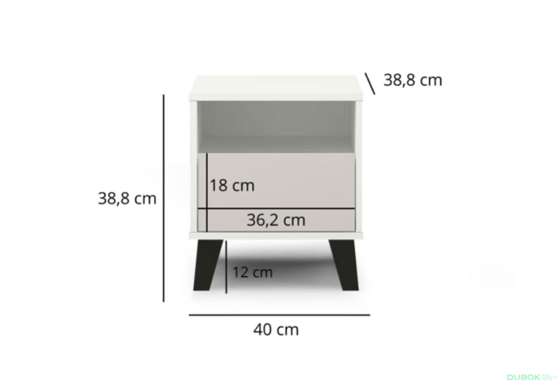 Fotografie 7 - Noční stolek Borg 1s bílý / kašmír