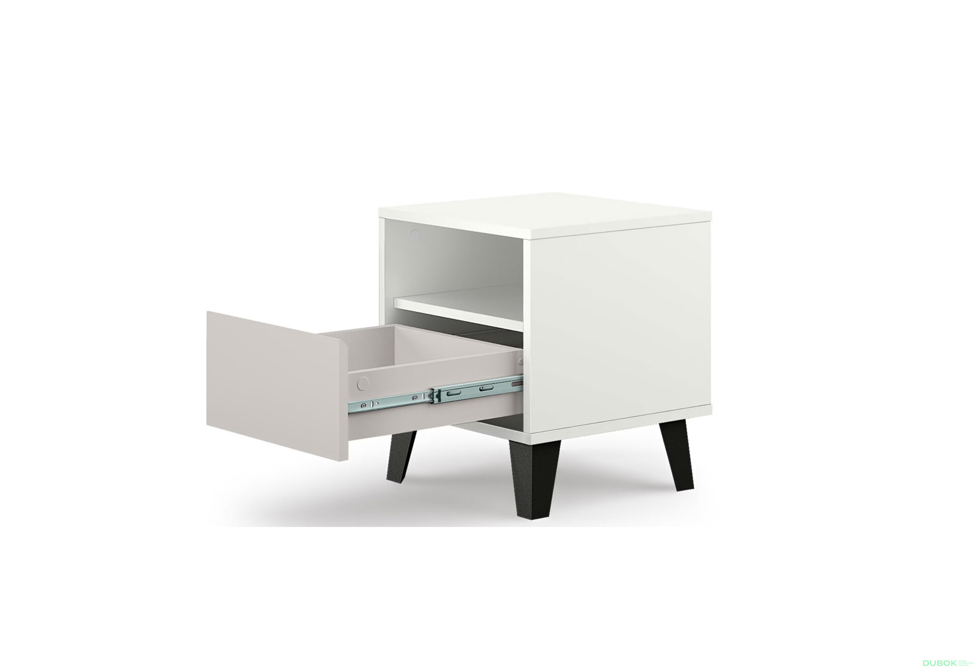 Fotografie 4 - Noční stolek Borg 1s bílý / kašmír