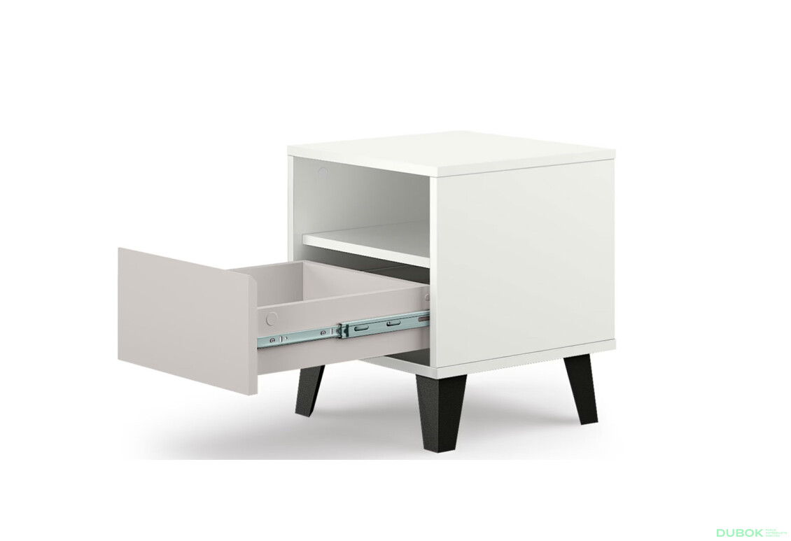 Fotografie 4 - Noční stolek Borg 1s bílý / kašmír