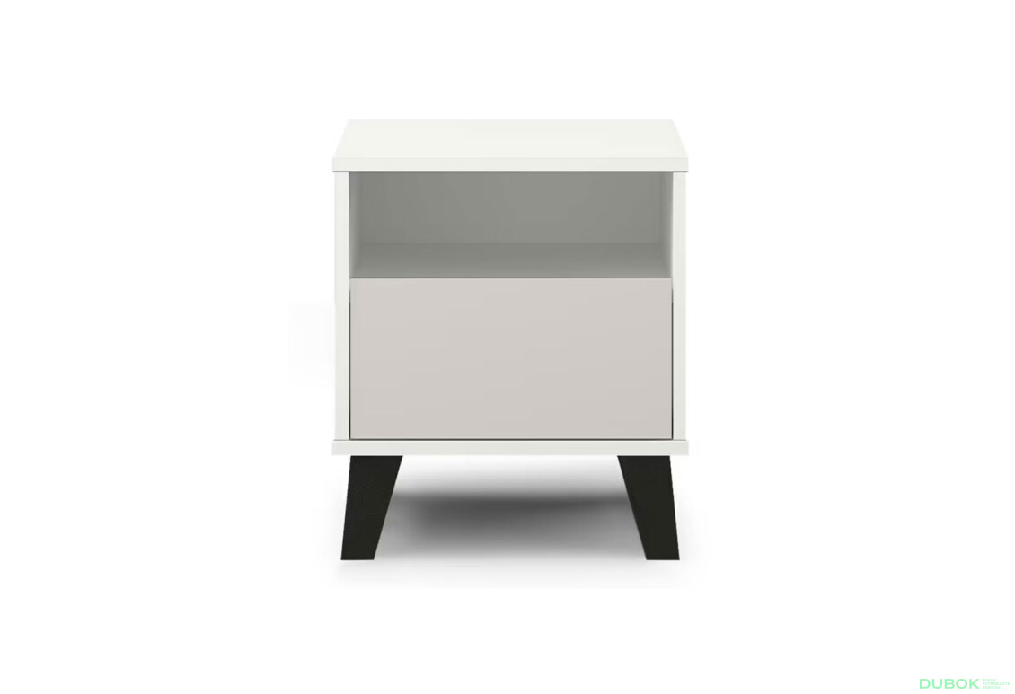 Noční stolek Borg 1s bílý / kašmír