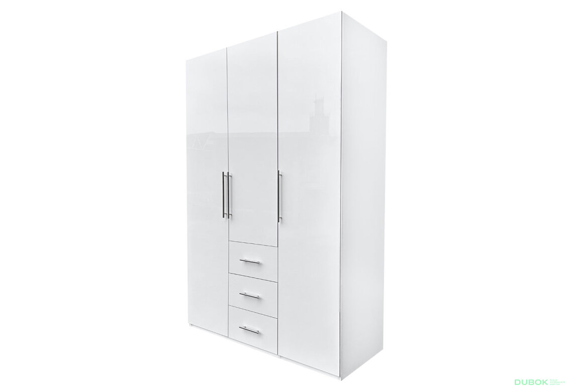 Skříň Magnum 3dv 3šx (Lesklá Bílá)