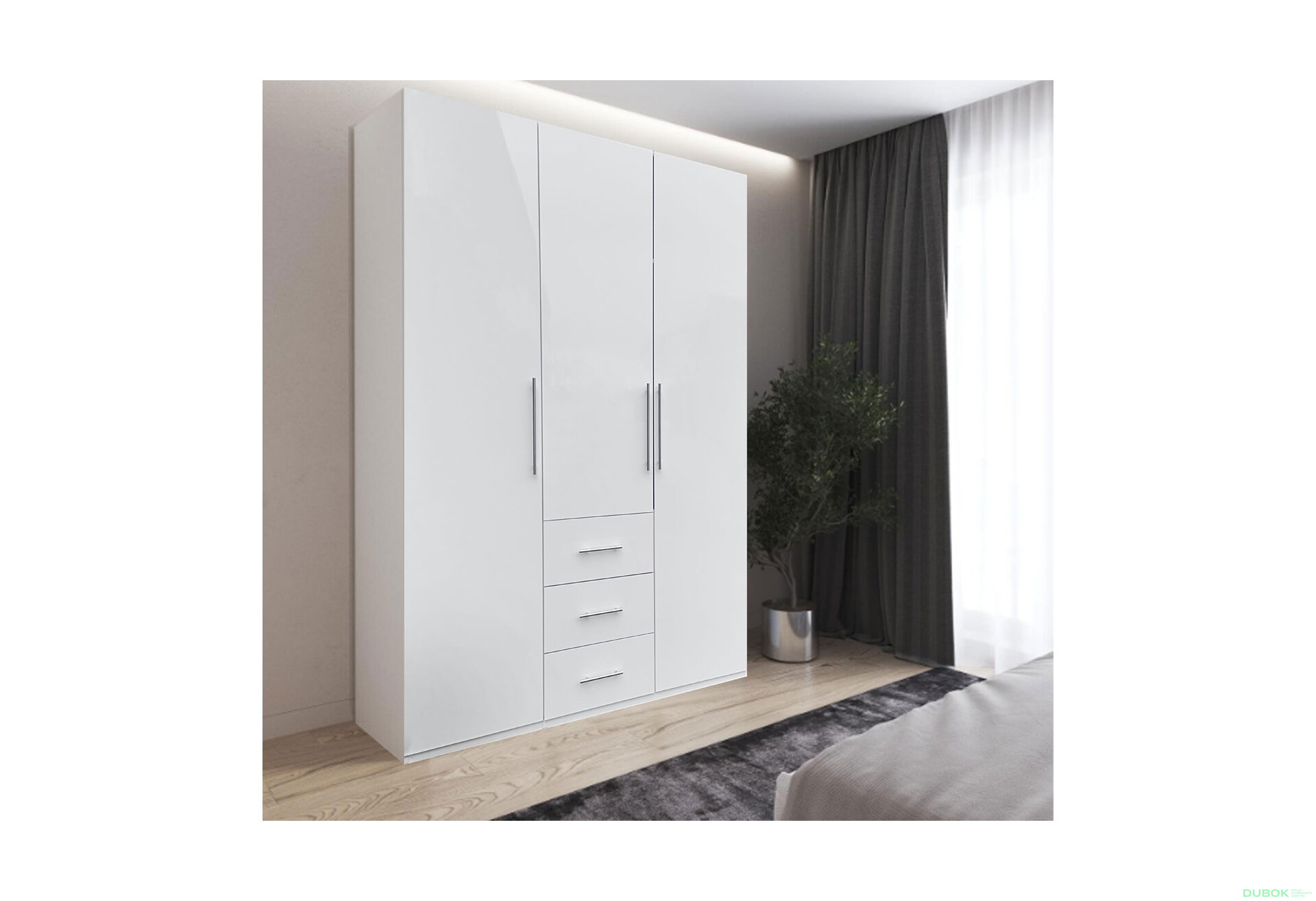 Fotografie 2 - Skříň Magnum 3dv 3šx (Lesklá Bílá)