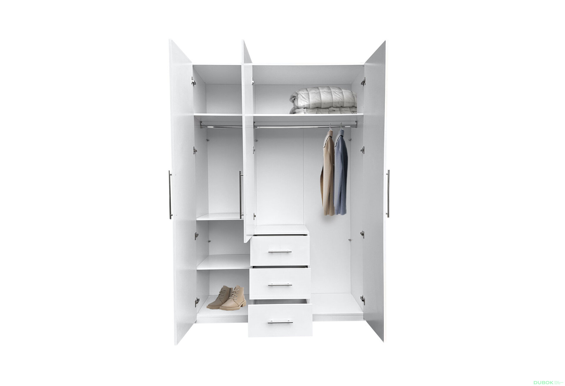 Fotografie 5 - Skříň Magnum 3dv 3šx (Lesklá Bílá)