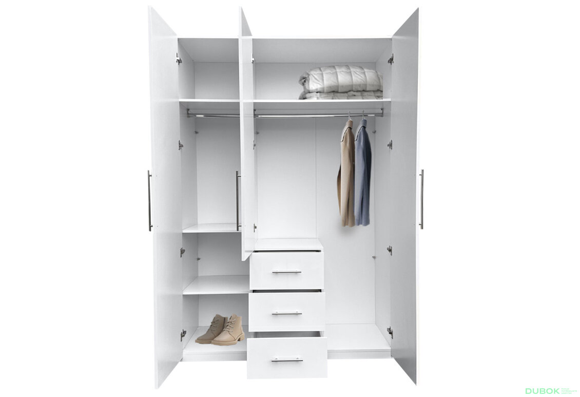 Fotografie 5 - Skříň Magnum 3dv 3šx (Lesklá Bílá)