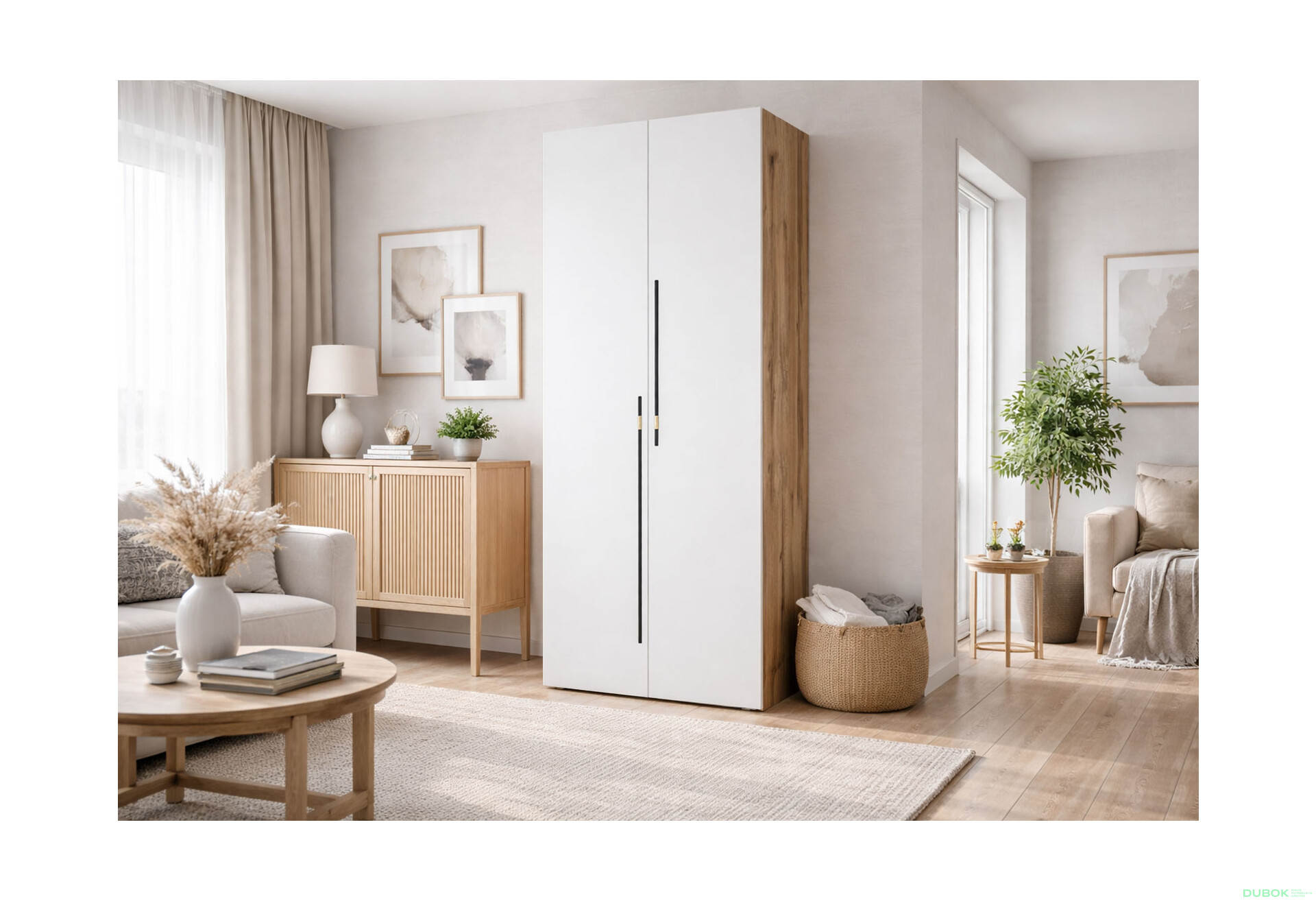 Fotografie 2 - Skříň 2D 80 cm dub appalačský / nymphaea alba Space