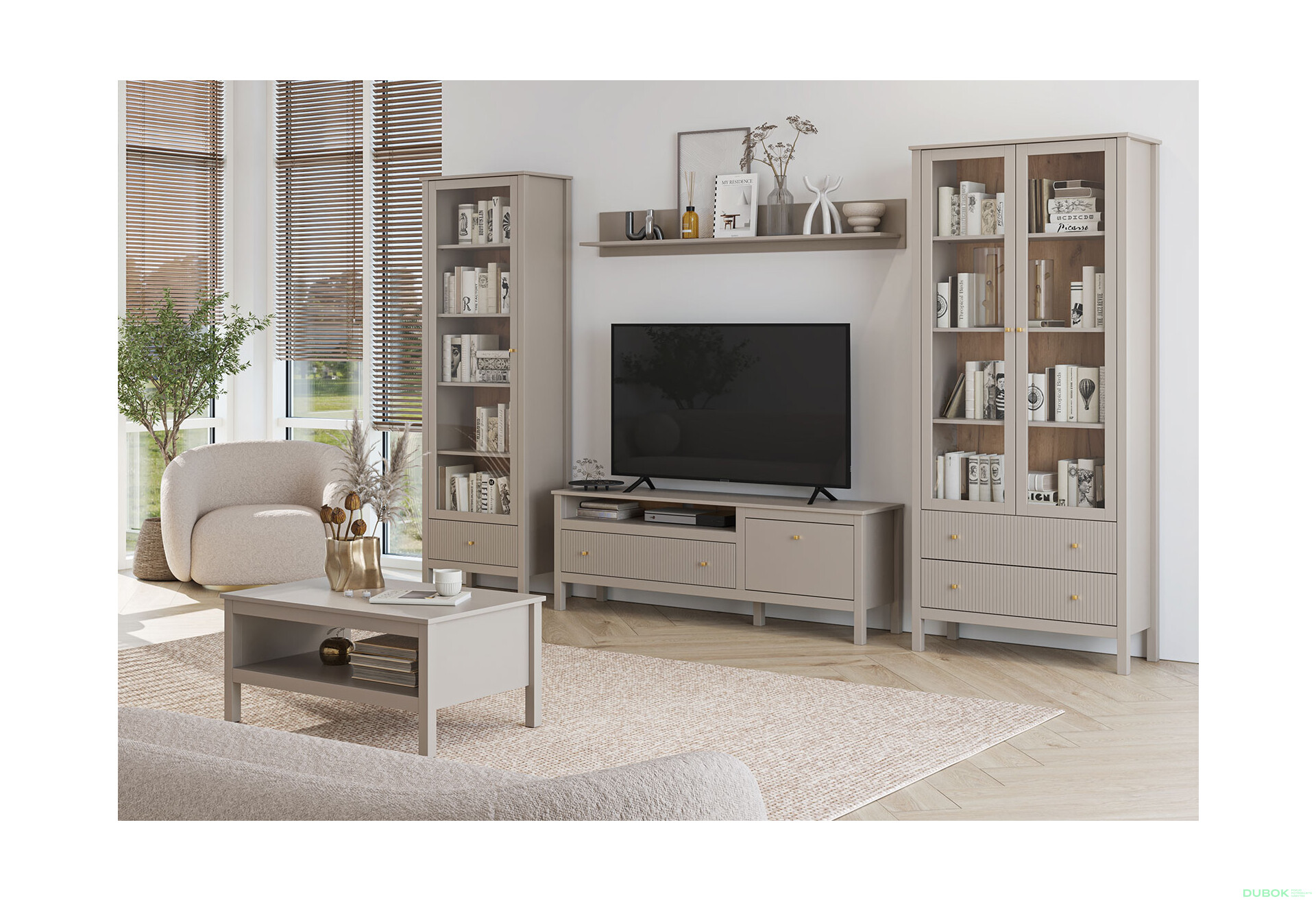 Obývací sestava 3.15 m + konferenční stolek taupe Kleo - Fotografie 1 Fotografie 1 - Obývací sestava 3.15 m + konferenční stolek taupe Kleo