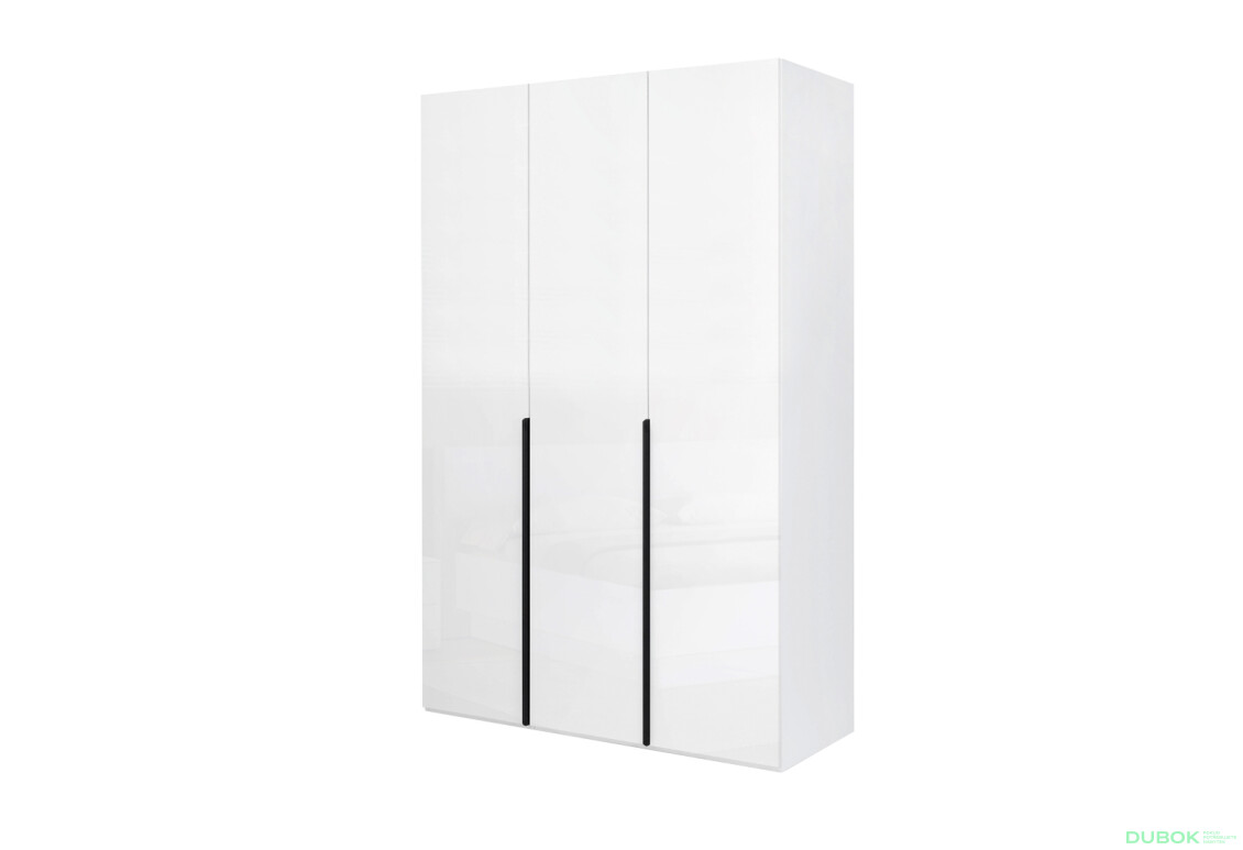 Skříň 3D bez zrcadel, bílý lesk Mila