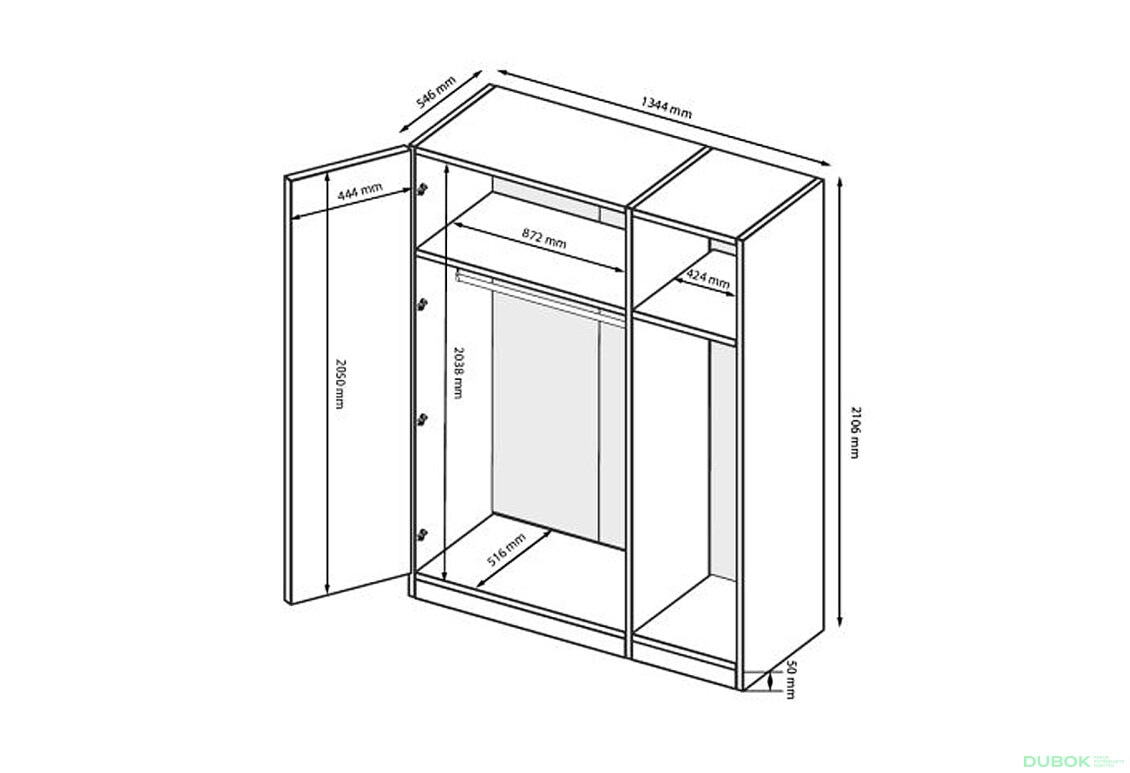 Fotografie 5 - Skříň 3D bez zrcadel, bílý lesk Mila