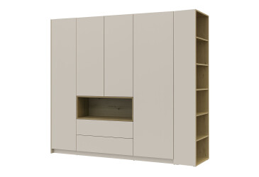 Skříň Dale 4D + Regál otevřený Kašmír/Dub artisan