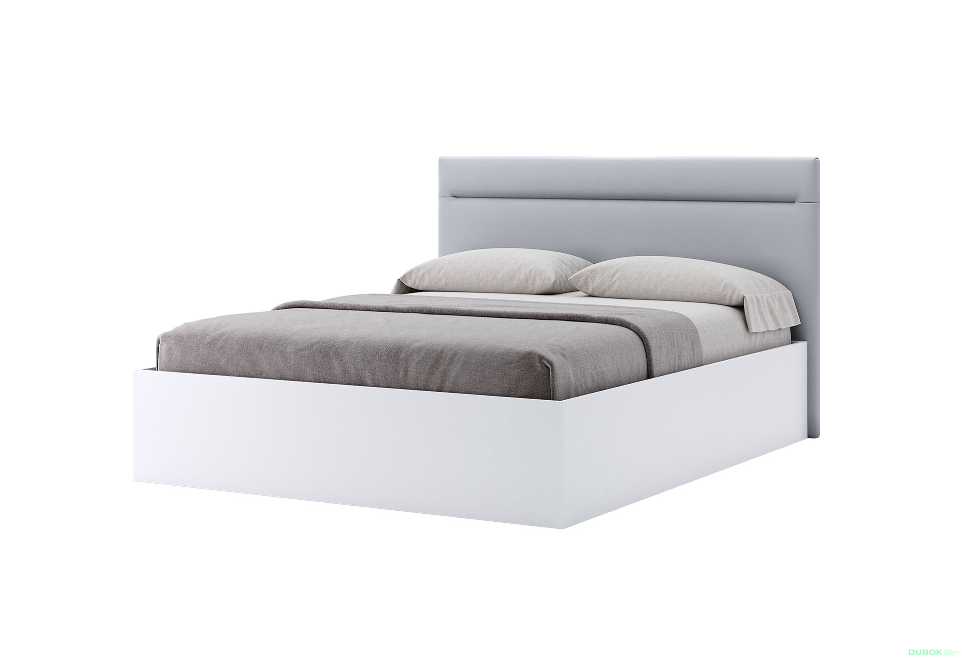 Fotografie 1 - Postel 1,6x2,0 s čalouněným měkkým čelem a výklopným roštem, s rámem bílý lesk Family