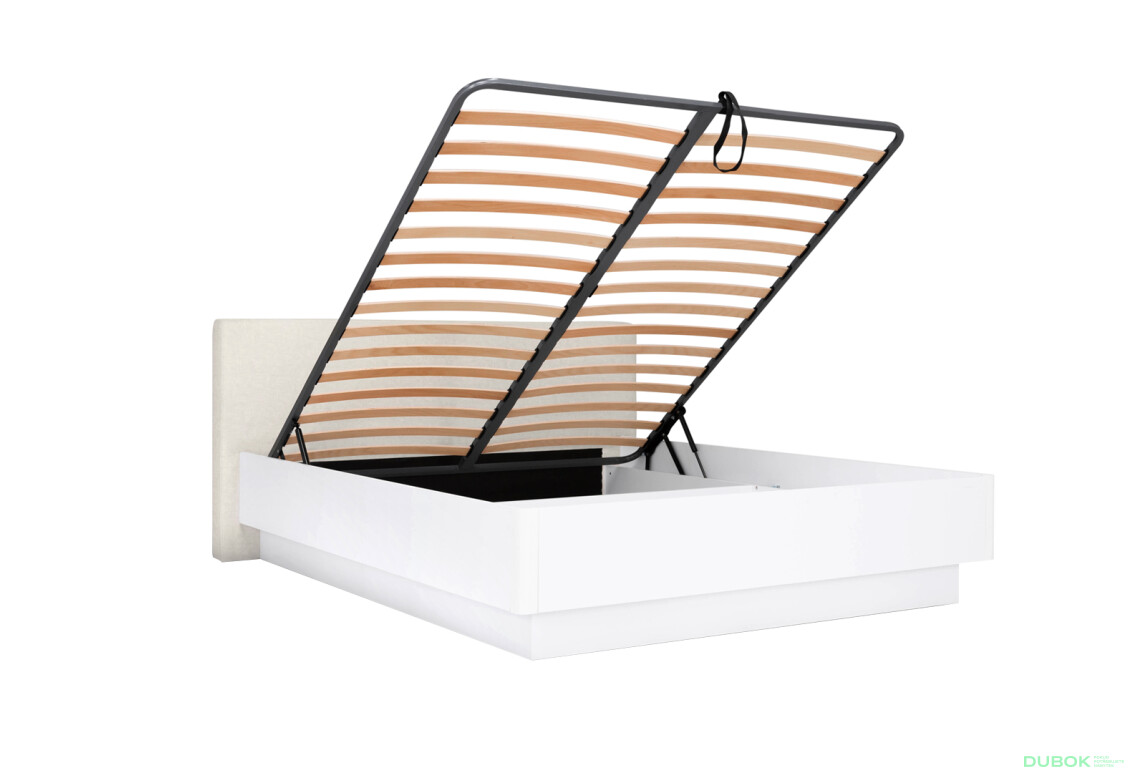 Fotografie 2 - Postel 180 výklopná s roštem, bílý lesk Mila