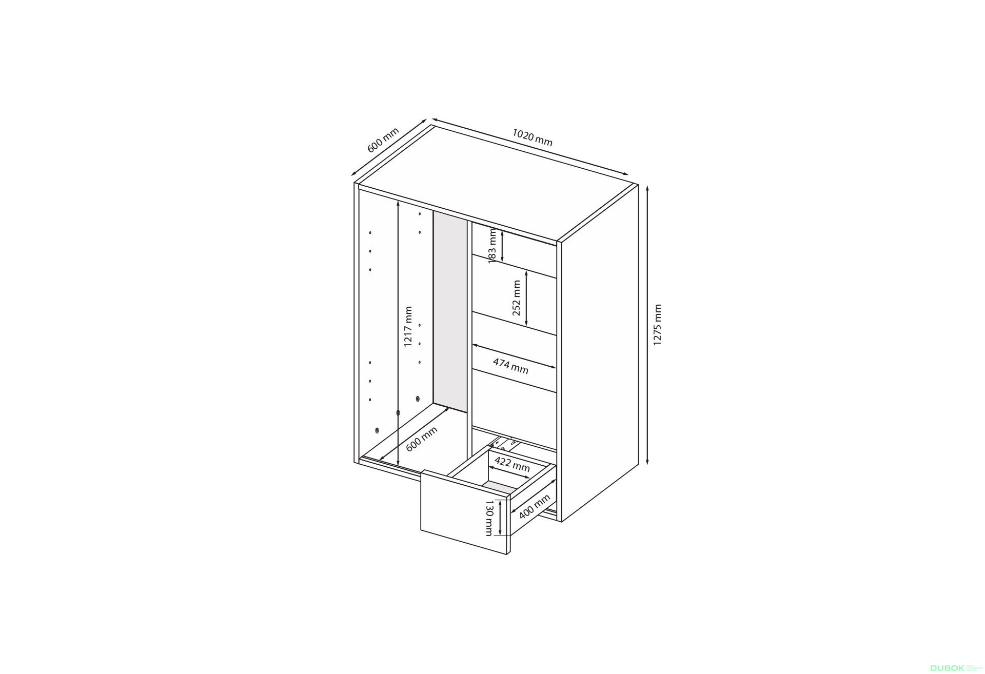 Fotografie 3 - Komoda 1dv 5šx (Bílá / Dub artisan) Case
