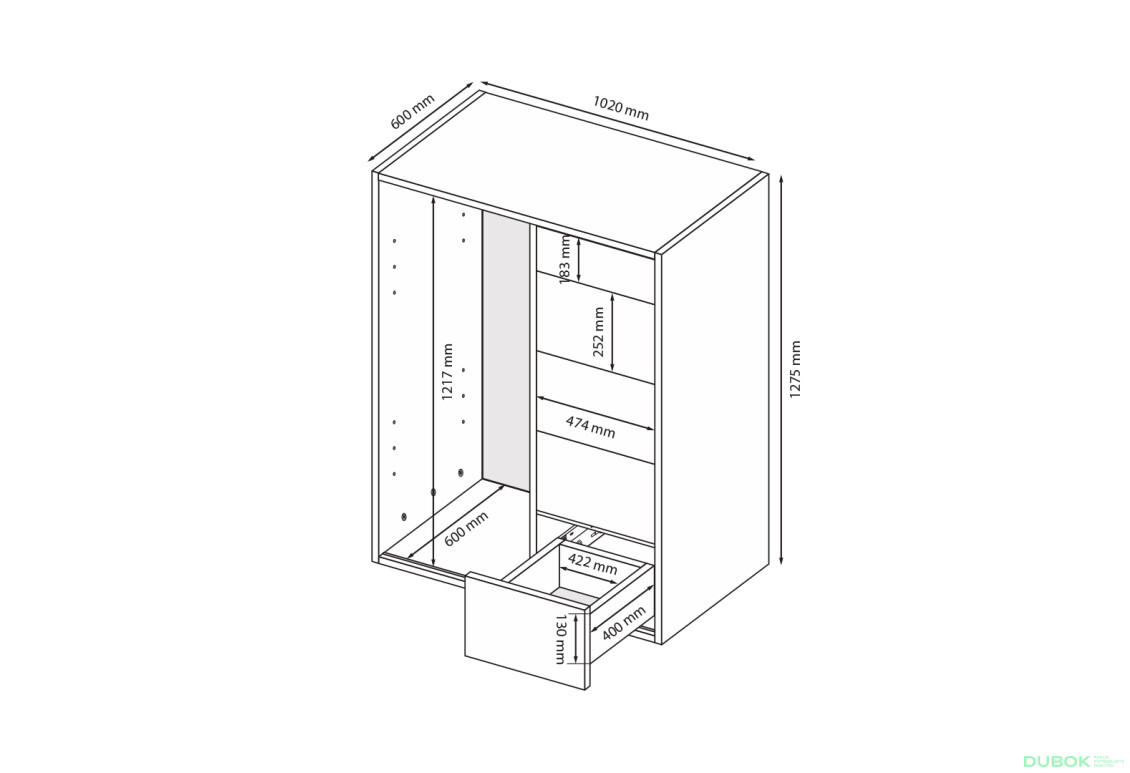 Fotografie 3 - Komoda 1dv 5šx (Bílá / Dub artisan) Case