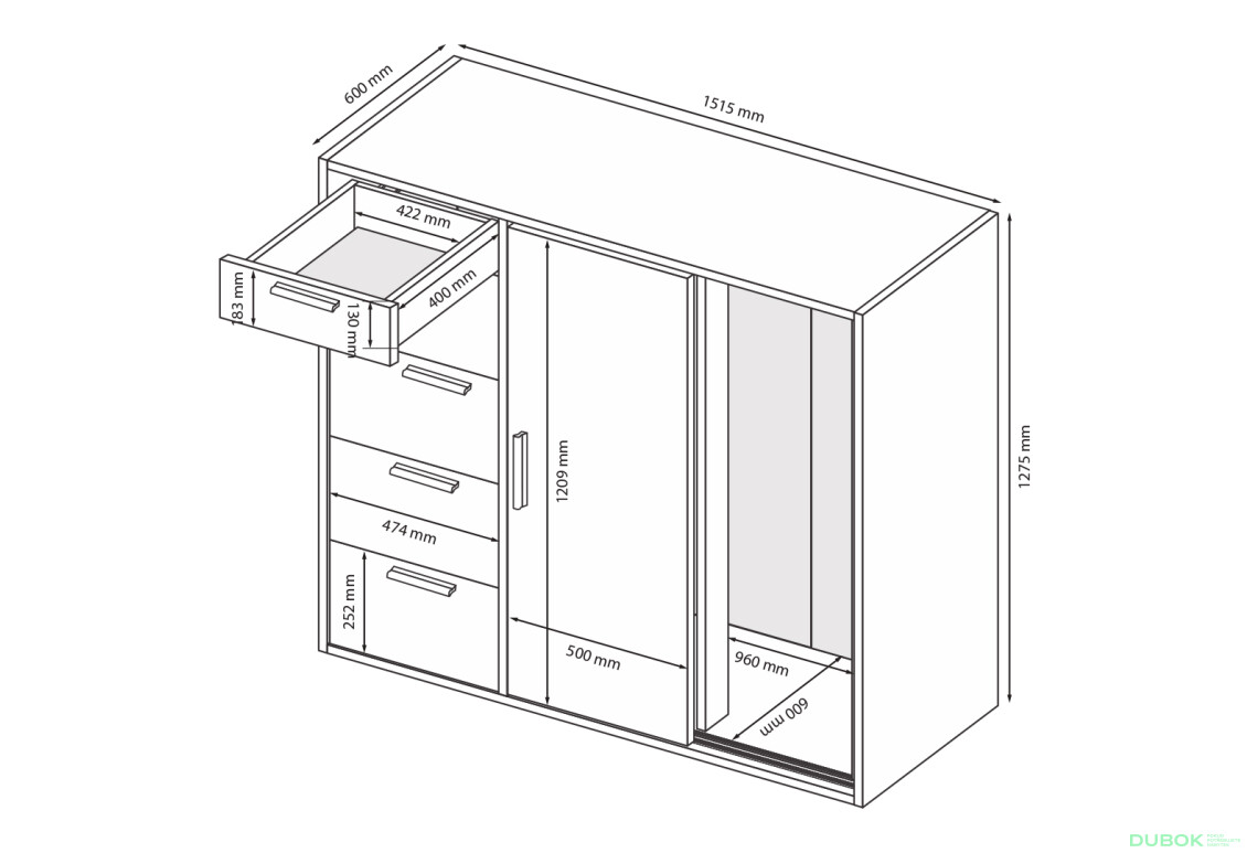 Fotografie 3 - Komoda 2dv 5šx (Bílá / Dub artisan) Case
