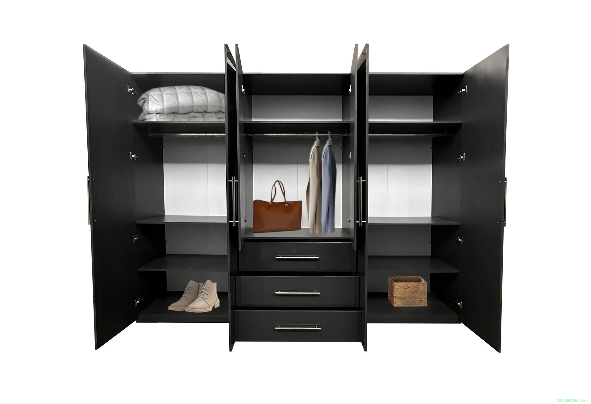 Fotografie 5 - Skříň Magnum 6dv 3šx (Lesklý Antracit)