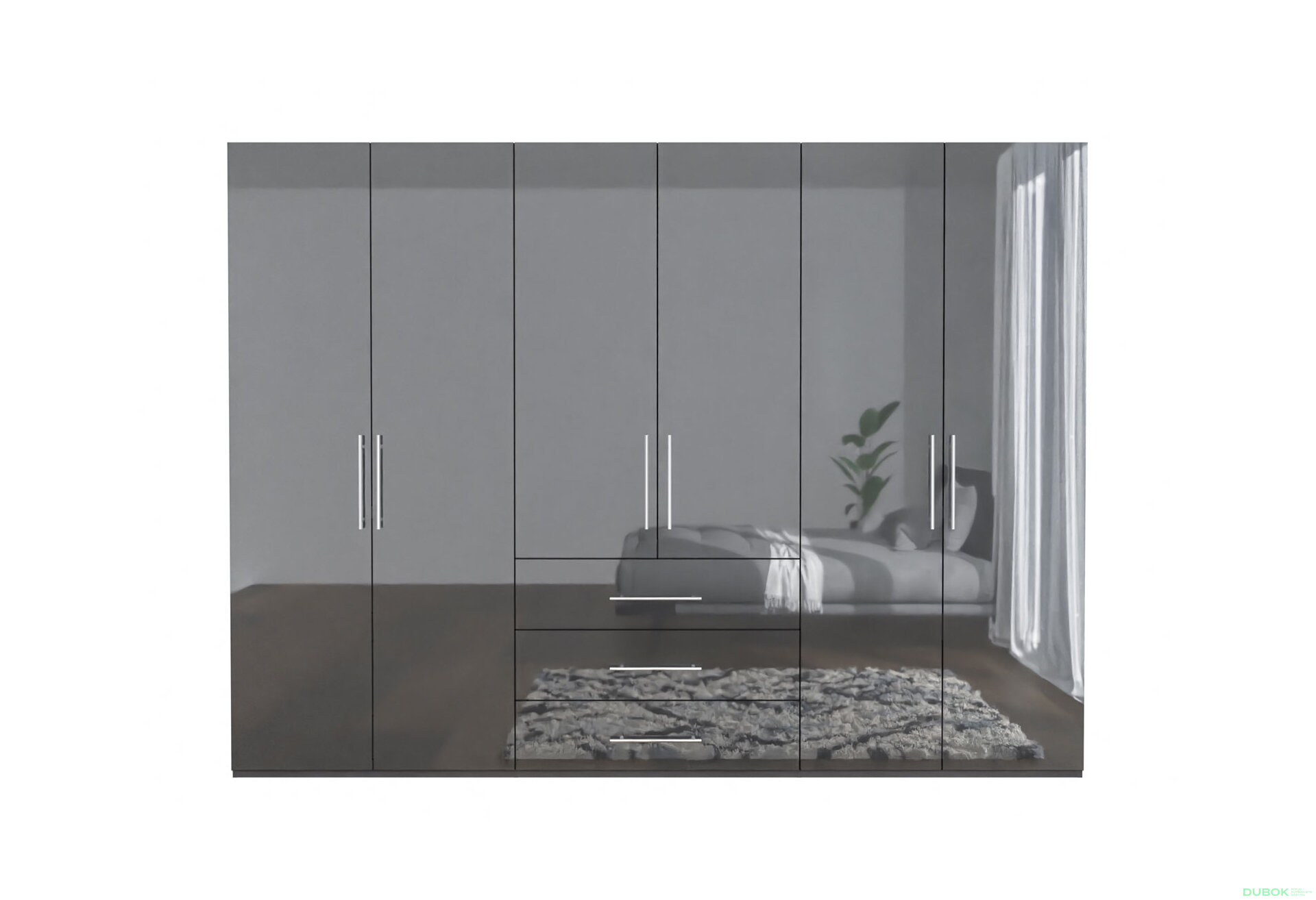 Fotografie 3 - Skříň Magnum 6dv 3šx (Lesklý Antracit)