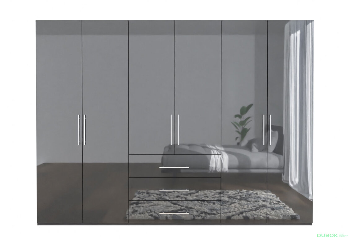 Fotografie 3 - Skříň Magnum 6dv 3šx (Lesklý Antracit)