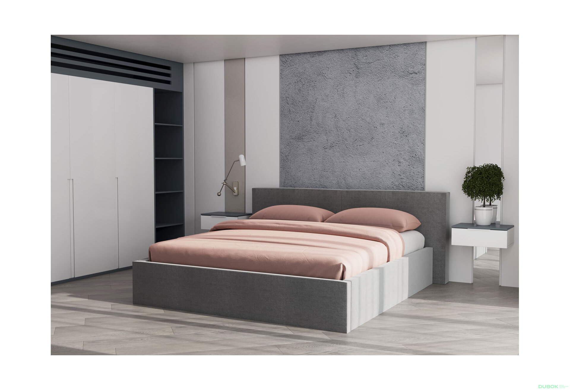 Fotografie 2 - Měkká postel 1,6 Duo s výklopným rámem, grafitová mikrovlákno