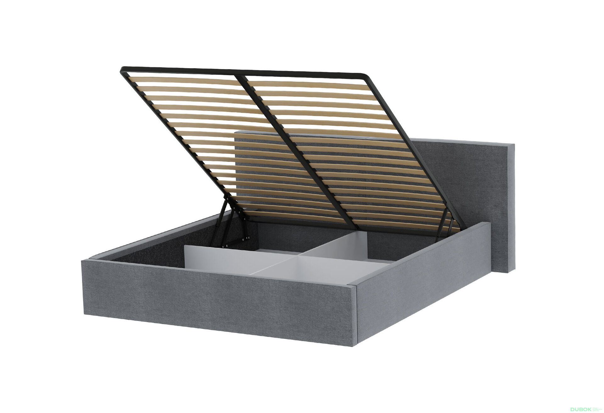 Fotografie 4 - Měkká postel 1,6 Duo s výklopným rámem, grafitová mikrovlákno
