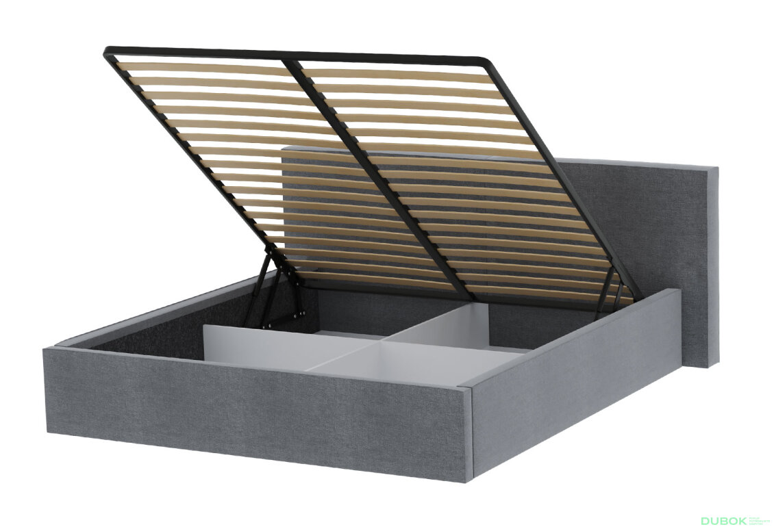 Fotografie 4 - Měkká postel 1,6 Duo s výklopným rámem, grafitová mikrovlákno