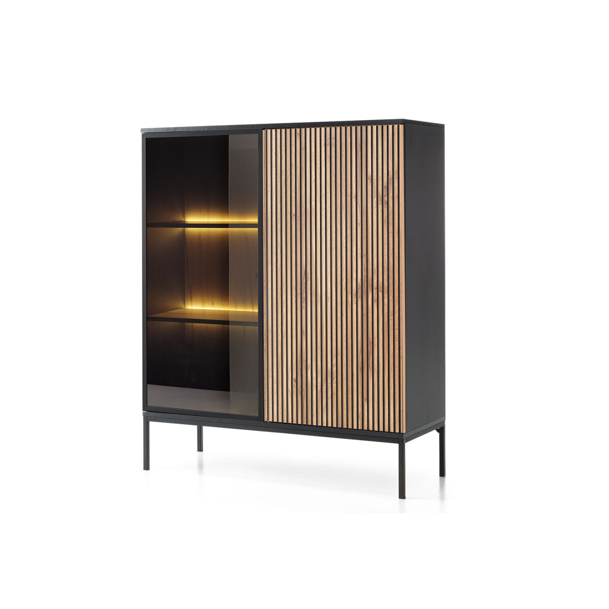 

Vitrína nízká WT104 2 pkt Led Sento černý / dub wotan