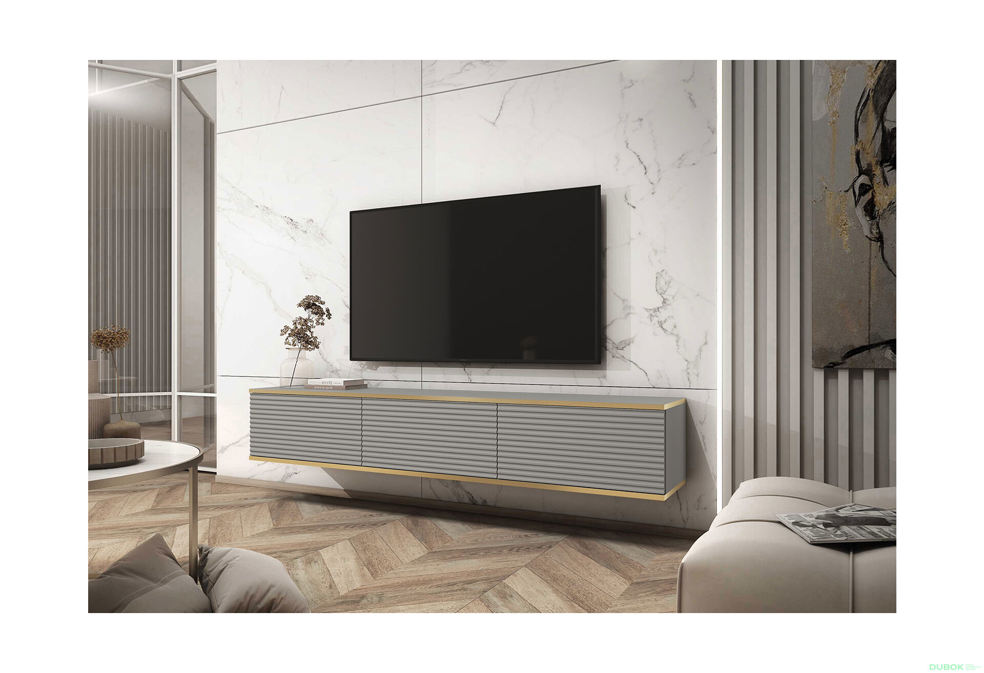 Fotografie 2 - TV stolek RTV 175 MDF šedý Oro