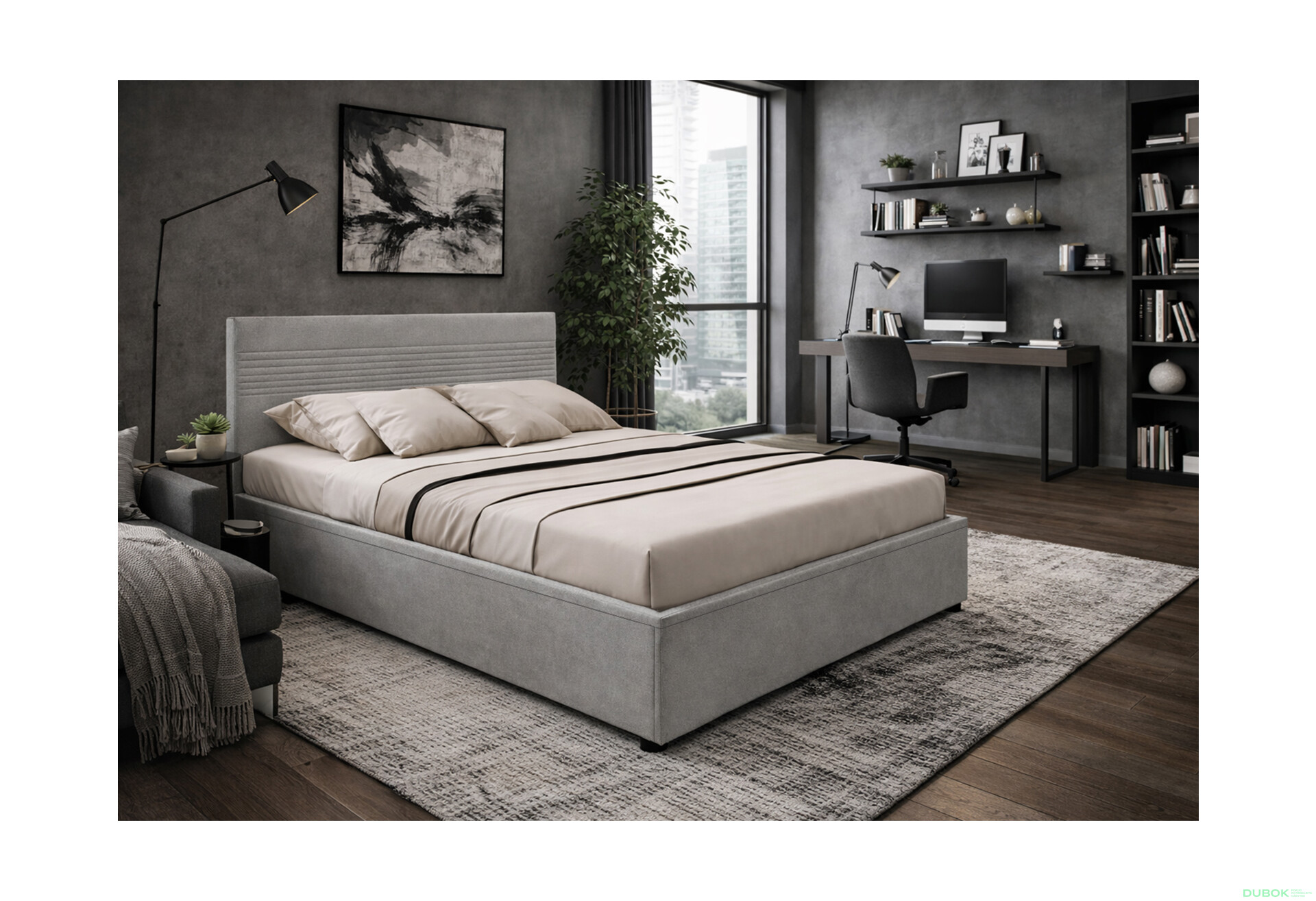 Fotografie 2 - Postel Fro Line 140x200 s roštem, úložným prostorem Mono 246, šedá