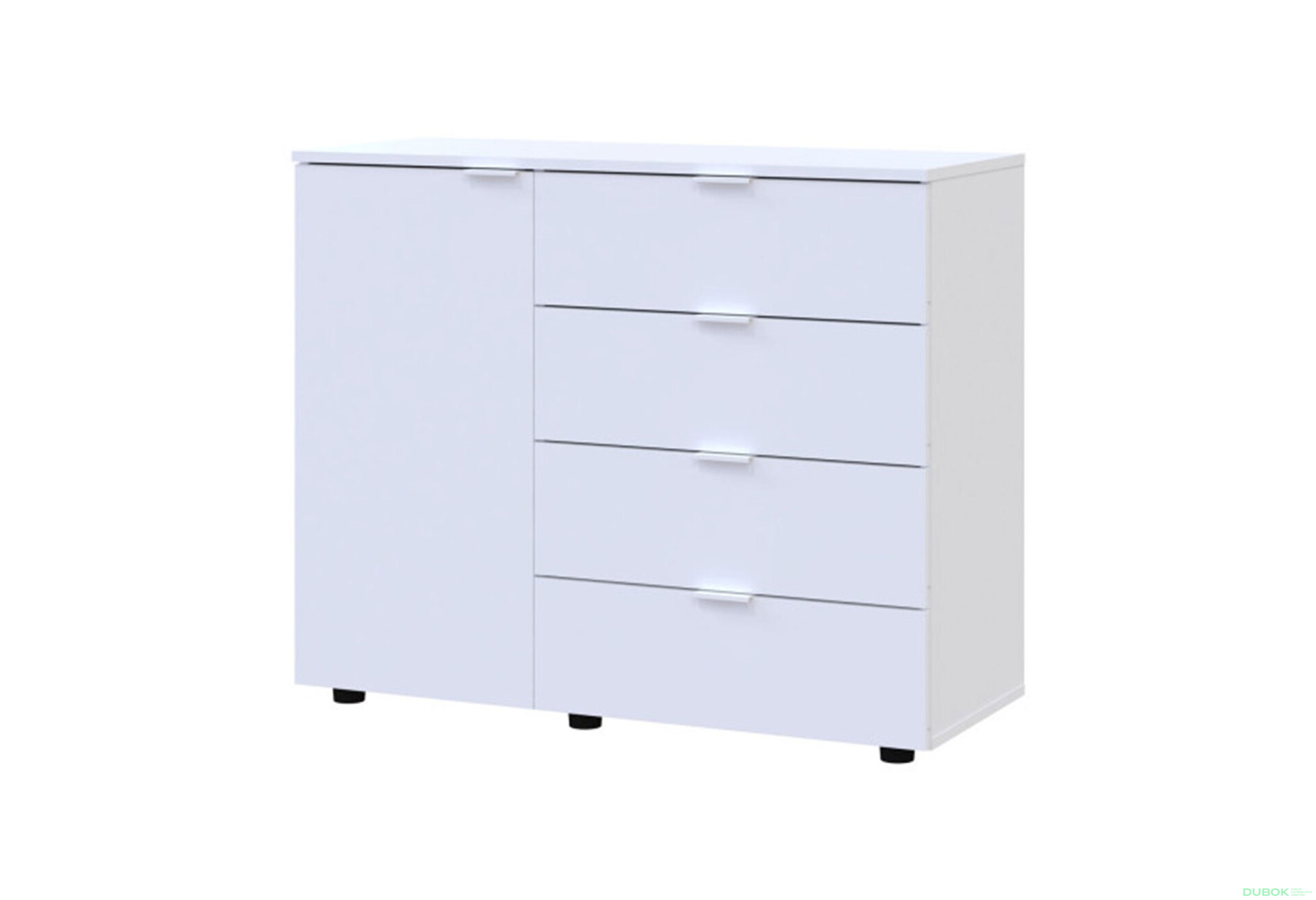 Komoda s dvířky a 4 zásuvkami GC1 100 cm Gelar Bílá - Fotografie 1 Fotografie 1 - Komoda s dvířky a 4 zásuvkami GC1 100 cm Gelar Bílá