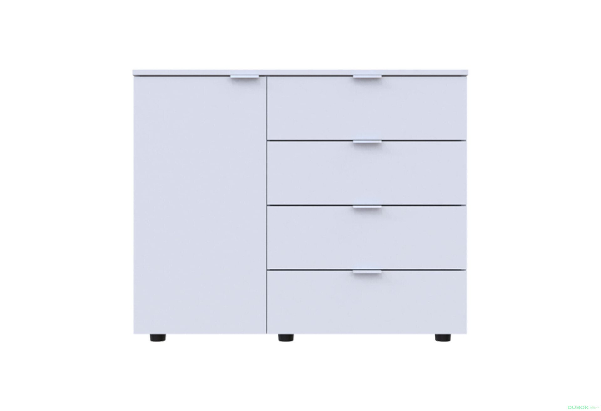 Komoda s dvířky a 4 zásuvkami GC1 100 cm Gelar Bílá - Fotografie 2 Fotografie 2 - Komoda s dvířky a 4 zásuvkami GC1 100 cm Gelar Bílá