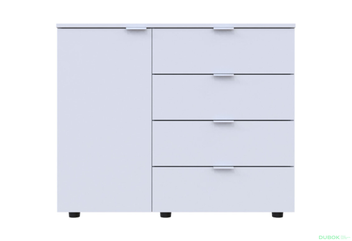 Komoda s dvířky a 4 zásuvkami GC1 100 cm Gelar Bílá - Fotografie 2 Fotografie 2 - Komoda s dvířky a 4 zásuvkami GC1 100 cm Gelar Bílá