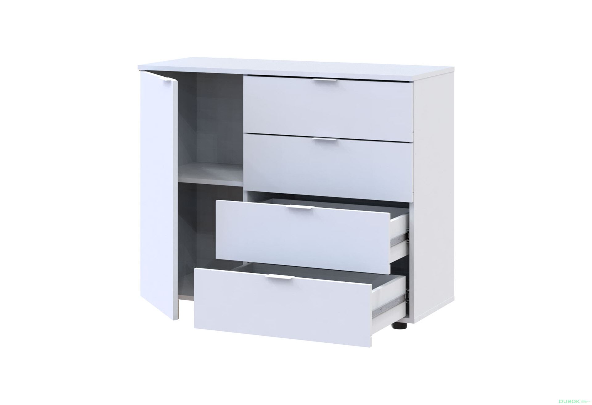 Komoda s dvířky a 4 zásuvkami GC1 100 cm Gelar Bílá - Fotografie 3 Fotografie 3 - Komoda s dvířky a 4 zásuvkami GC1 100 cm Gelar Bílá