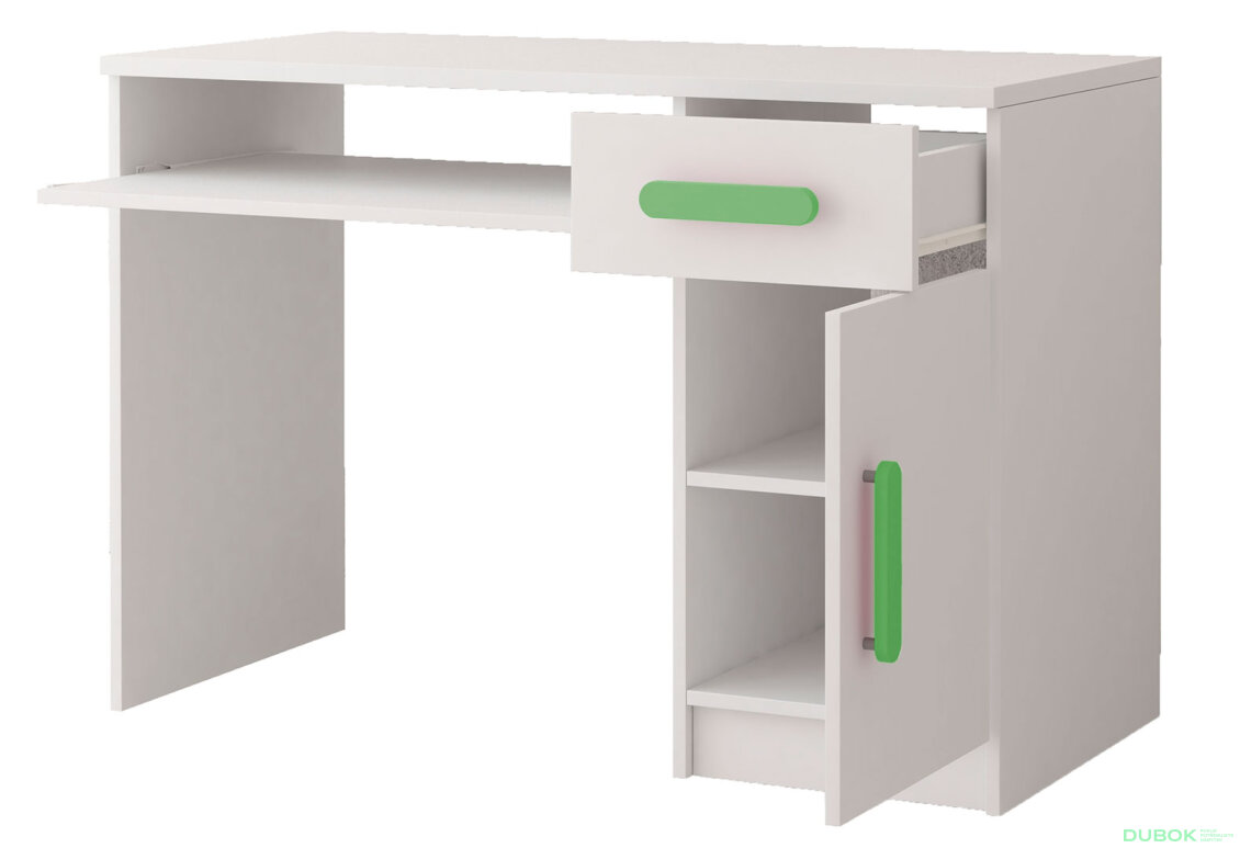 Fotografie 2 - Psací stůl Smyk bílá, úchytky lemon Idczak meble