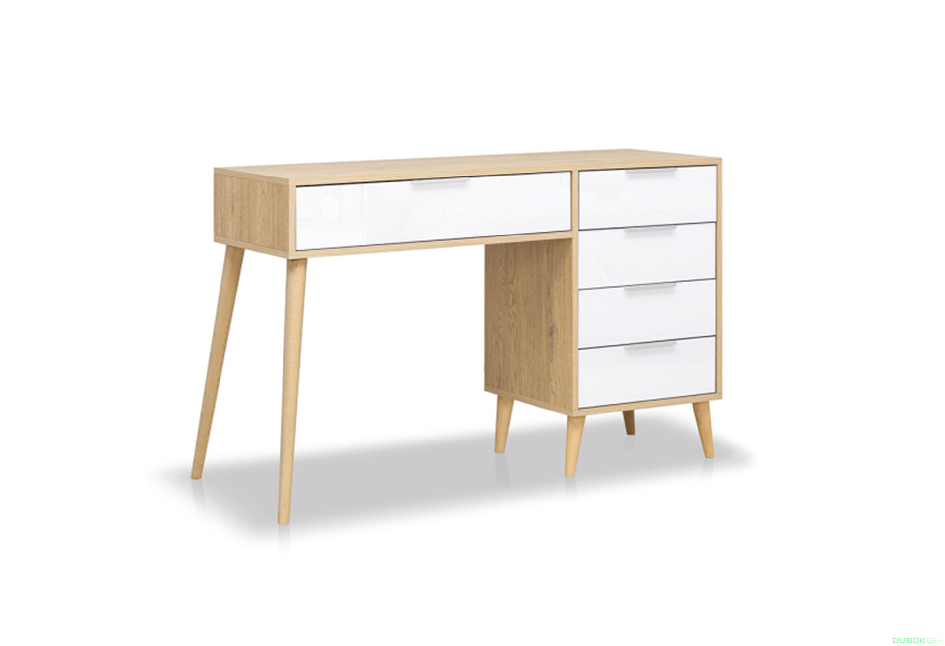 Fotografie 1 - Toaletní stolek 5šx lesklá bílá / dub cremona Olivia