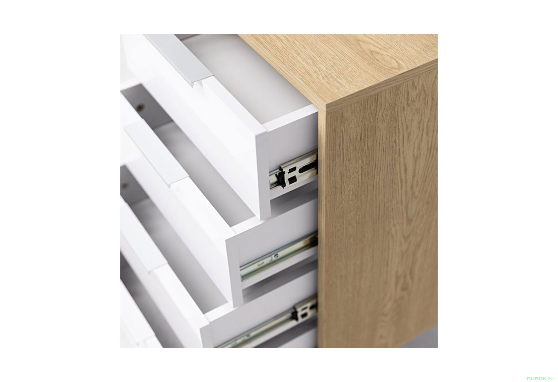 Fotografie 4 - Toaletní stolek 5šx lesklá bílá / dub cremona Olivia